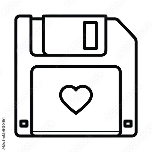 Fototapeta Floppy disk with heart symbol EPS icon