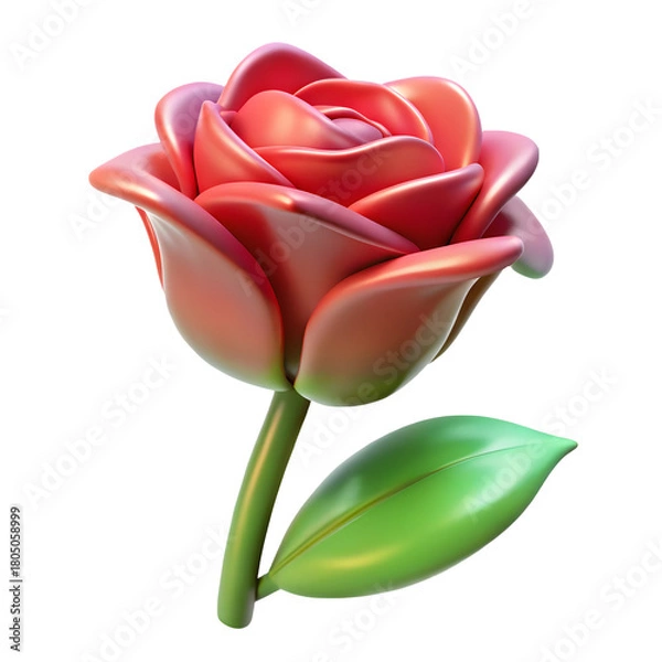 Fototapeta Red rose bloom isolated on transparent background