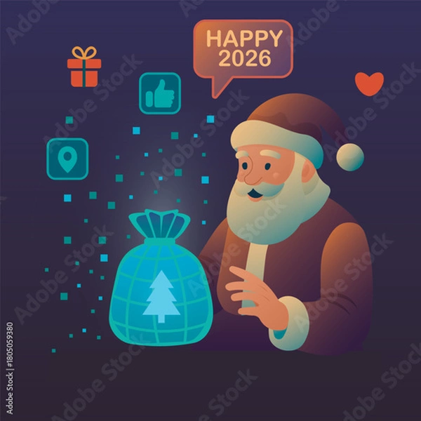 Obraz Digital Santa Claus Happy 2026