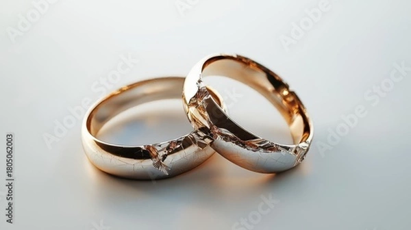 Fototapeta Elegant gold wedding rings symbolizing love and commitment, perfect for engagement or marriage-related themes.