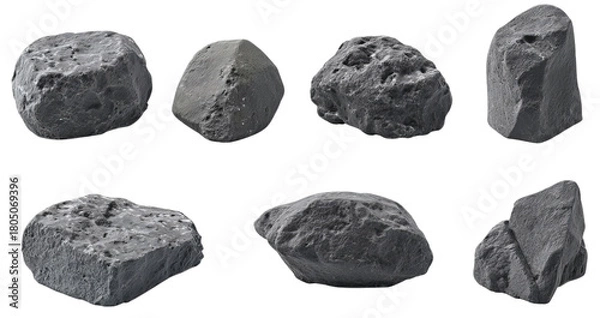 Obraz Collection of Gray Rocks isolated on a transparent background
