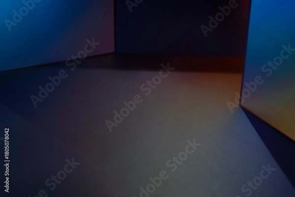 Fototapeta Abstract Gradient Corner Scene With Colored Walls And Soft Lighting For Modern Interiors