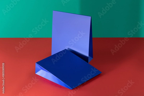 Fototapeta Blue cardboard envelope template without logo