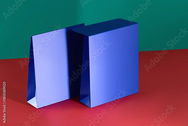 Fototapeta Blue cardboard envelope template without logo