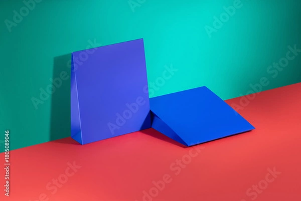 Fototapeta Blue cardboard envelope template without logo