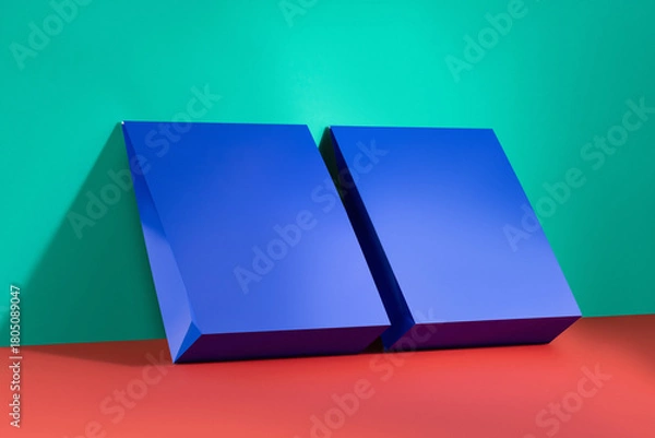 Fototapeta Blue cardboard envelope template without logo