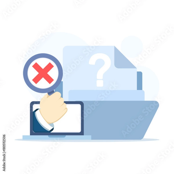 Fototapeta Data not found search concept illustration, ideal for websites, landing pages, mobile apps, posters, and banners, representing missing results or unavailable information.