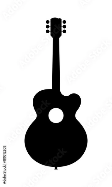 Fototapeta Acoustic Guitar Silhouette. Vector Illustration Of Hand Drawn, Unmarked, Imaginary Acoustic Guitar Silhouette. Release not needed, no copyright infringement.