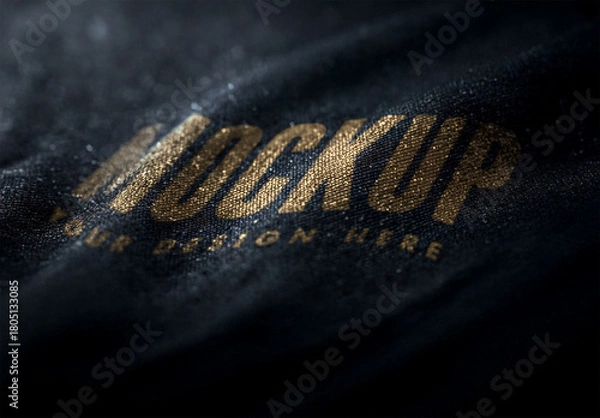 Obraz Realistic Ink Print Text Effect Mockup on Dark Fabric Surface