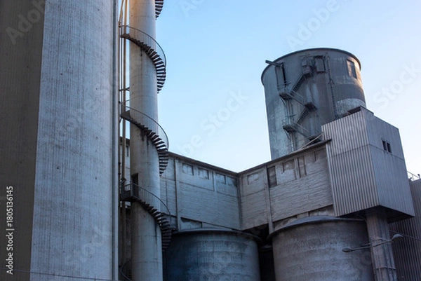 Fototapeta Industrial Cement Works with Harsh Architecture