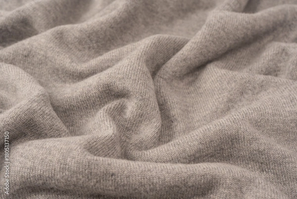 Fototapeta Soft grey merino wool sweater texture as a background.
