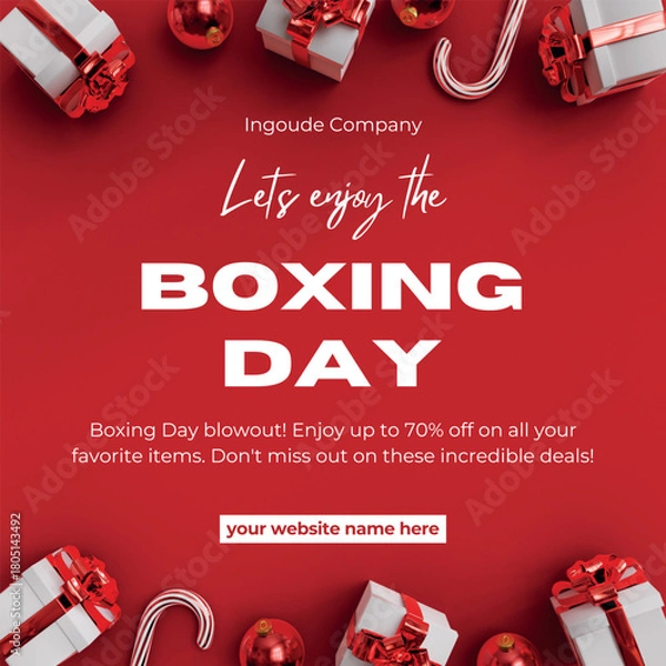 Fototapeta Red and White Minimalist Boxing Day Instagram Post