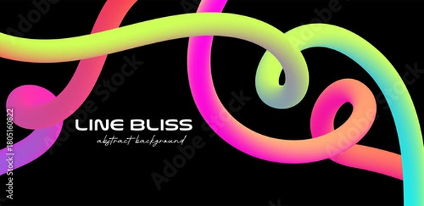 Fototapeta Curved 3D color lines shaping a distinct gradient wave, suited for minimal, modern poster design