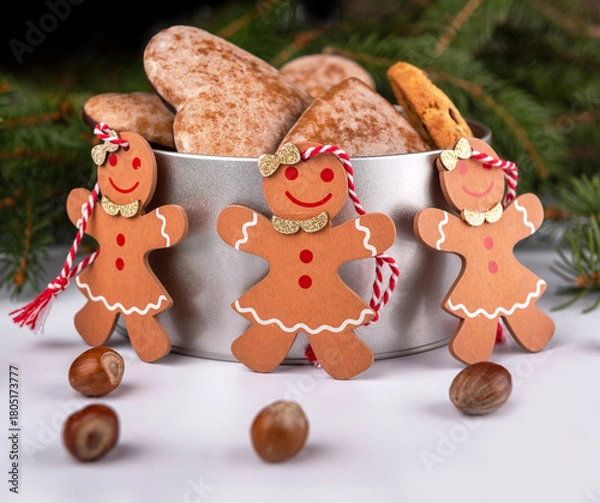 Obraz christmas gingerbread cookies and christmas tree