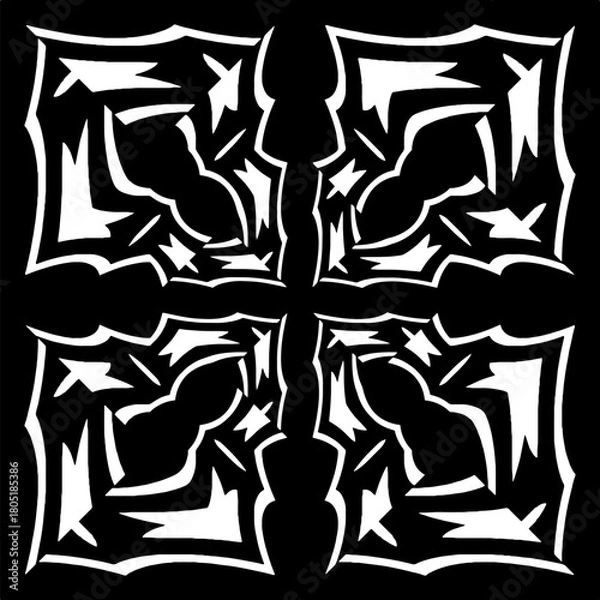 Obraz  Abstract texture for fabric print, clotht,card, table cloth,tapestry, furniture, banner, cover, invitation, decoration, wrapping.Seamless repeating pattern. Black and white color.