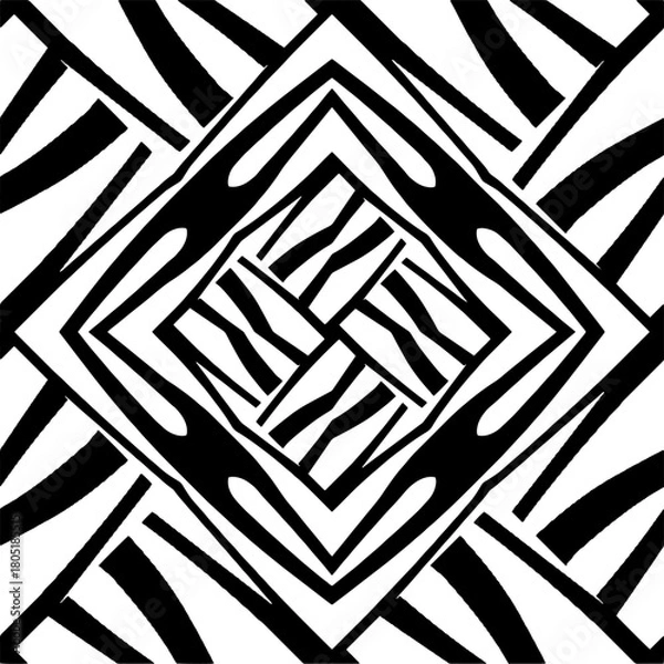 Obraz  Abstract texture for fabric print, clotht,card, table cloth,tapestry, furniture, banner, cover, invitation, decoration, wrapping.Seamless repeating pattern. Black and white color.