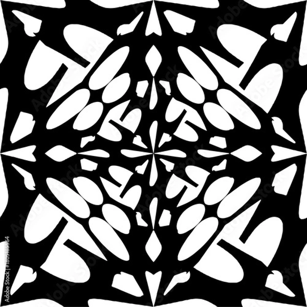 Obraz  Abstract texture for fabric print, clotht,card, table cloth,tapestry, furniture, banner, cover, invitation, decoration, wrapping.Seamless repeating pattern. Black and white color.