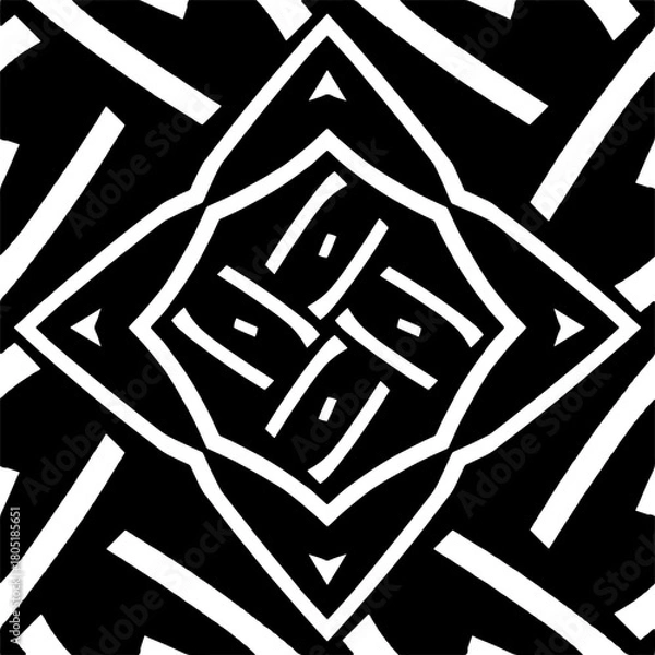 Obraz  Abstract texture for fabric print, clotht,card, table cloth,tapestry, furniture, banner, cover, invitation, decoration, wrapping.Seamless repeating pattern. Black and white color.