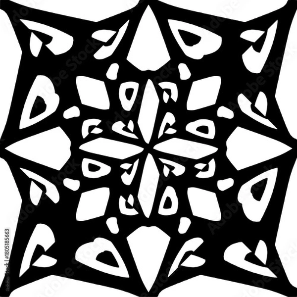 Obraz  Abstract texture for fabric print, clotht,card, table cloth,tapestry, furniture, banner, cover, invitation, decoration, wrapping.Seamless repeating pattern. Black and white color.