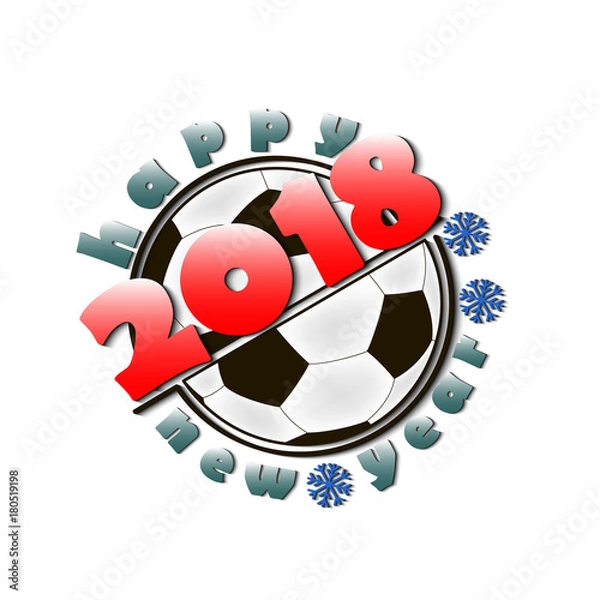 Fototapeta Soccer balls and New Year 2018