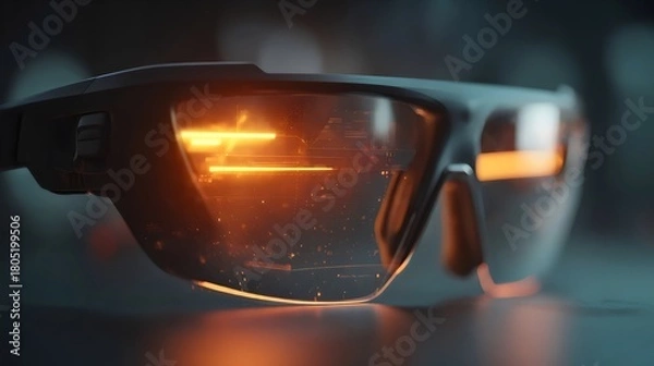 Fototapeta Futuristic eyeglasses reflecting a digital interface, showcasing a blend of technology and innovation.