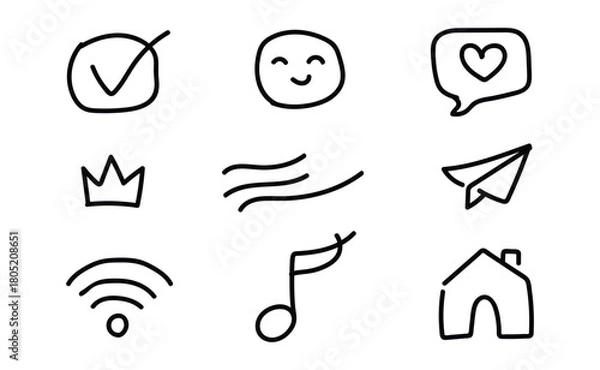 Fototapeta Charming hand drawn mini icon set for various applications