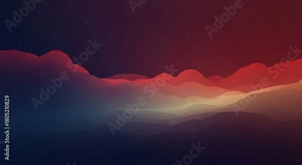 Fototapeta Abstract Landscape with Hills and Stars Digital Art Creation