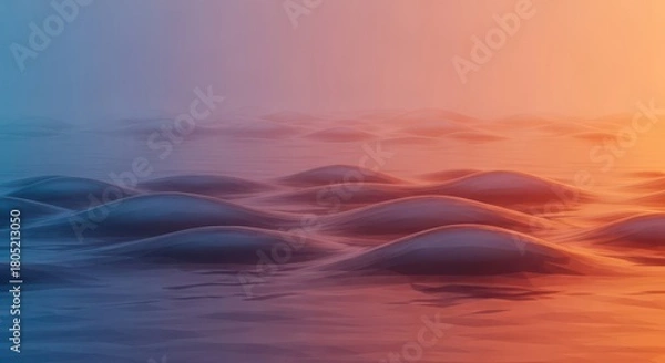 Fototapeta Abstract water landscape with smooth waves and colorful sky