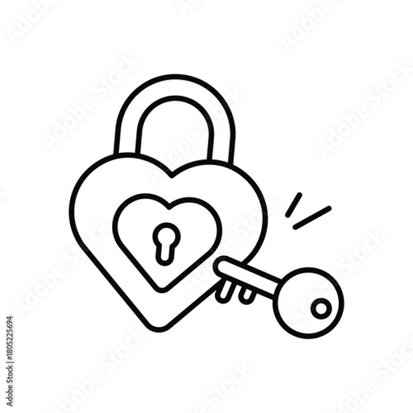 Fototapeta Heart Lock vector icon