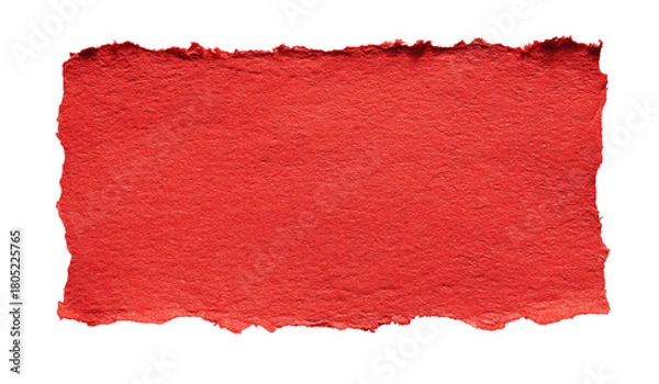 Obraz A vibrant red rectangular piece of paper with irregular, torn edges