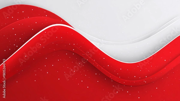 Fototapeta Flowing red and white waves create a modern abstract design
