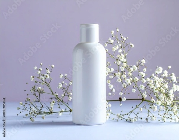 Obraz Minimal Skincare Bottle Mockup on Clean Pastel Background