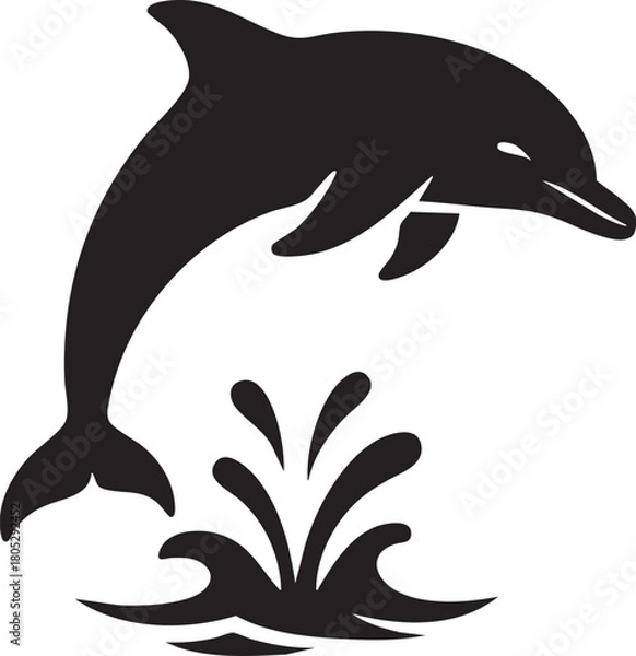 Obraz Dolphin jumping from water silhouette vector