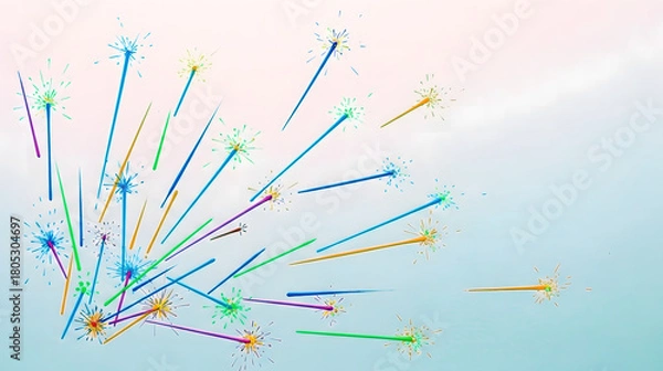 Fototapeta Colorful abstract sparkler burst on soft gradient background