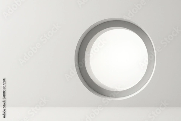Obraz Round window in a minimalist white interior. Space for text.