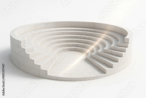 Obraz Minimalist white amphitheater with sunlight.