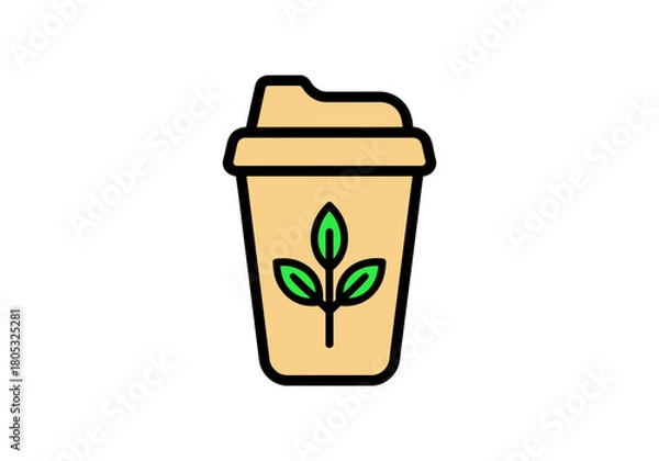 Obraz Vector icon of herbal tea cup for cafe menu design and healthy drink concept illustration art