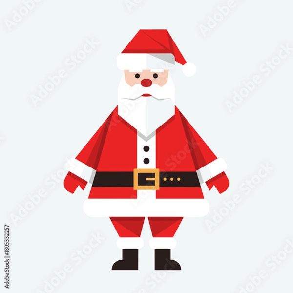 Fototapeta Santa Claus character standing in festive red suit with black belt  