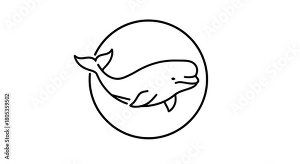 Fototapeta Simple outline illustration of a marine mammal inside a circle