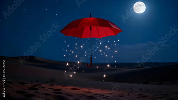 Fototapeta A Floating Umbrella Catching Falling Stars