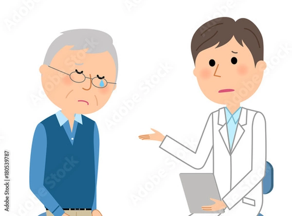 Fototapeta 白衣の男性　問診　診察