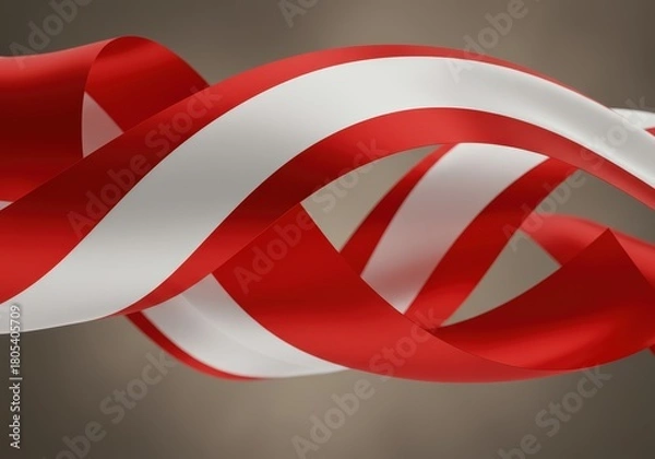 Fototapeta Elegant Flowing Ribbons in Bold Red and Pure White, Abstract Composition