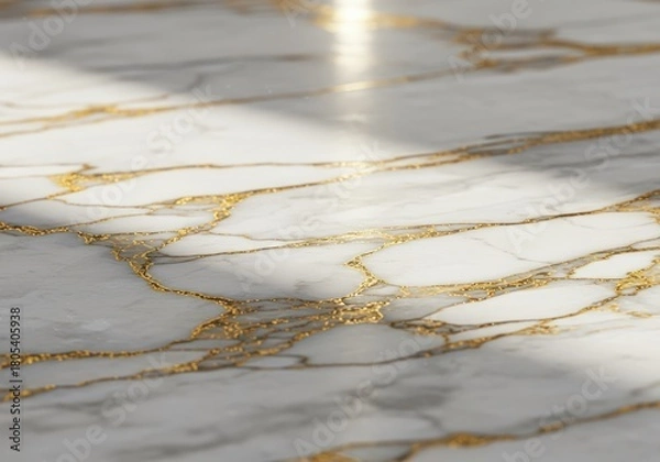 Obraz Gleaming White Marble Texture Adorned with Rich Gold Accents