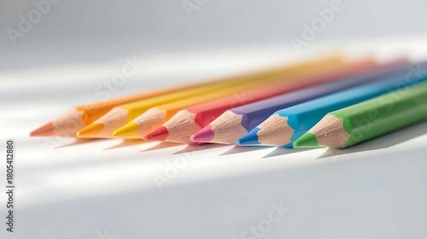 Fototapeta Color Pencils Arranged in a Creative Sunburst
