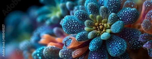 Obraz Surreal Dewy Flower Close-Up with Vibrant Colors
