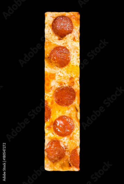 Fototapeta letter I cut out of pizza with peperoni