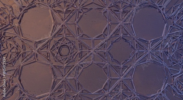 Obraz Intricate geometric metallic ceiling pattern, reflecting warm light