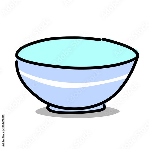 Fototapeta Flat vector illustration of a simple bowl, clean and minimal design perfect for kitchen, food, dining, and household-themed graphics