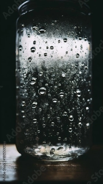 Fototapeta lucid. A refreshing glass of water with condensation, highlighting simplicity and purity. bar promotions, beverage menus, designed for product packaging and bar promotions, used by data analysts.