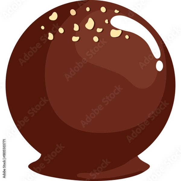 Obraz Delicious Dark Chocolate Truffle Candy With Nuts Sprinkled On Top On Transparent Background Highlighting Rich Brown Color and Smooth Texture
